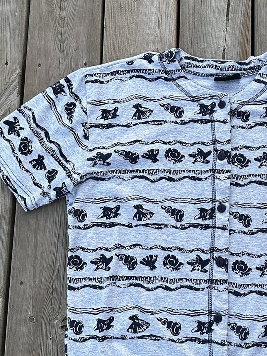 Tops - 90s seashell button down cotton shirt coastal